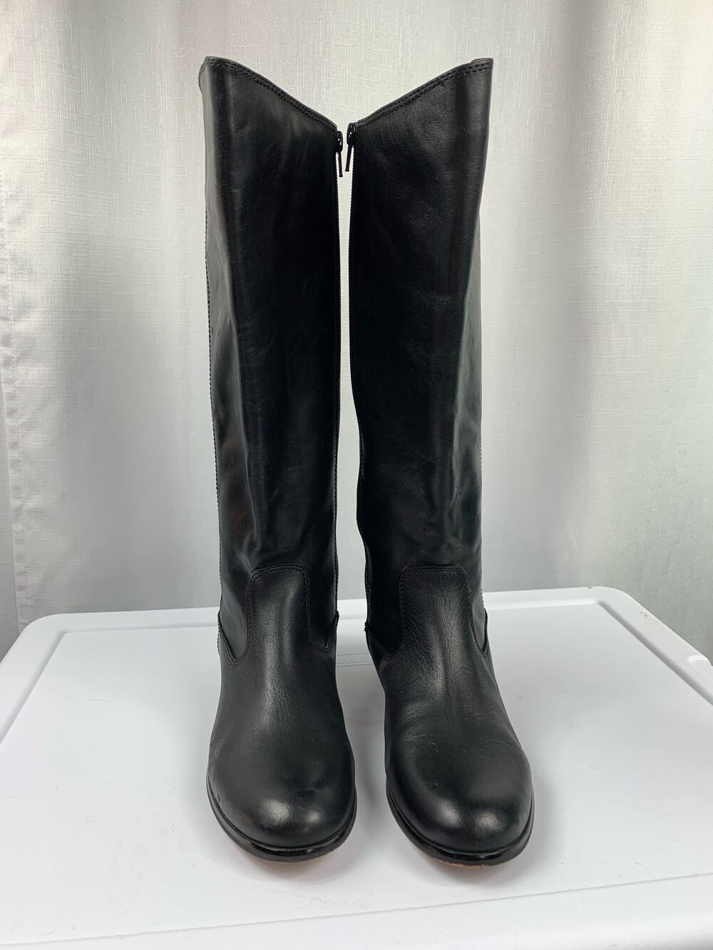 Kenneth Cole NY Mea Womens Leather Knee-High Boots Low Heel Almond Toe